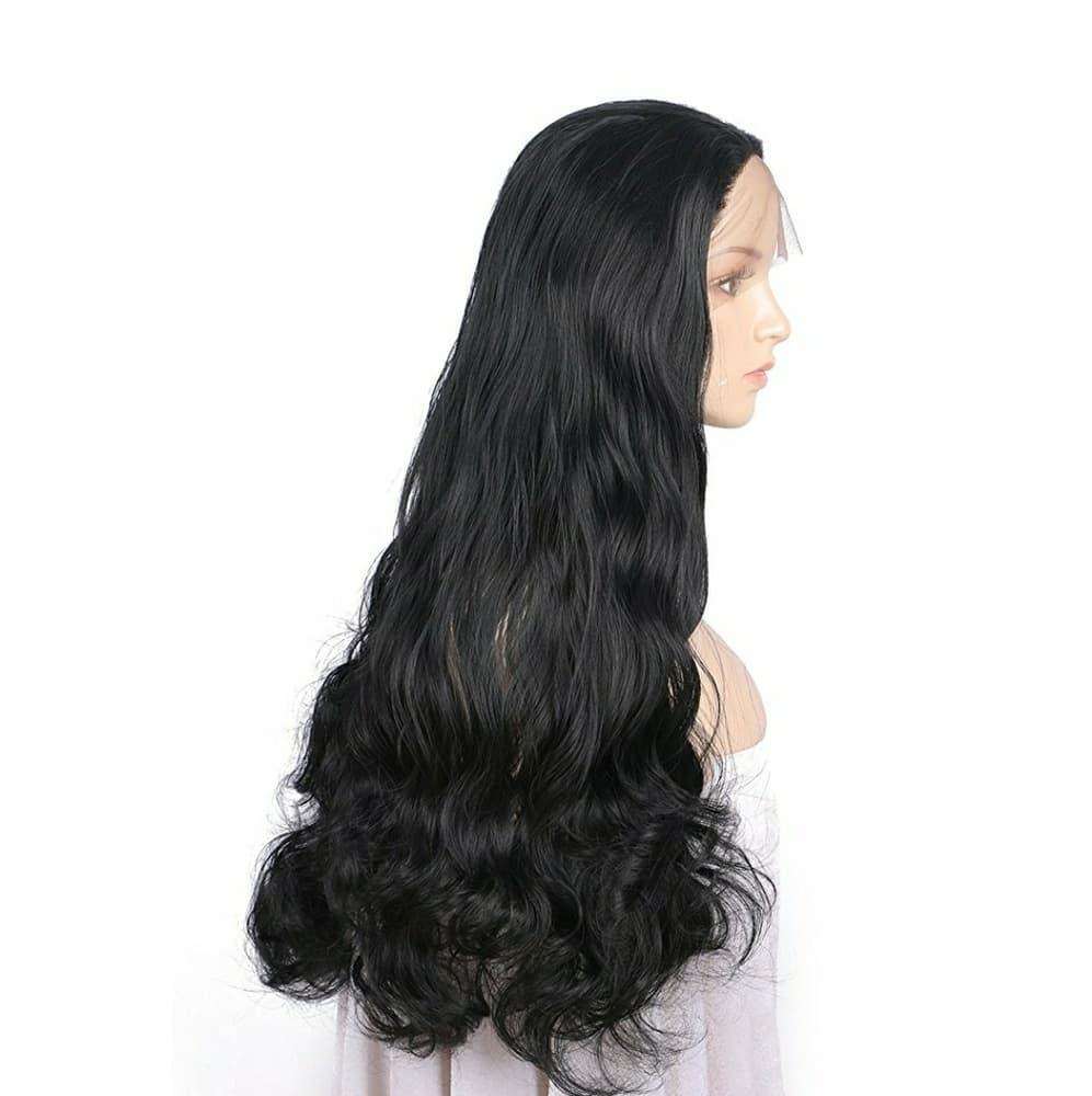 Black Wavy Lace Front Wig - Thumbnail 3