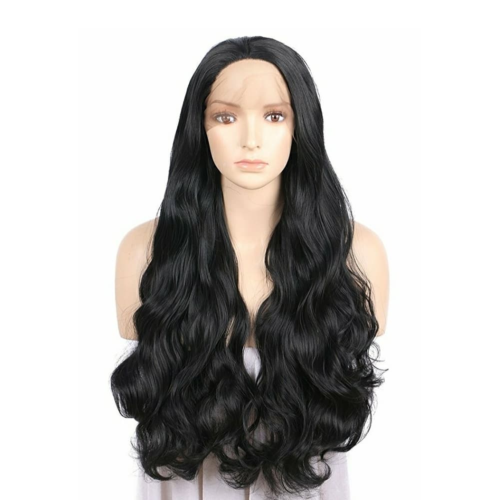 Black Wavy Lace Front Wig - Thumbnail 5
