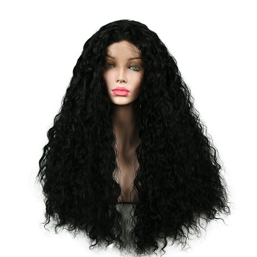 Black Loose Curly Wave Lace Front Wig 20-22 inches - Thumbnail 4