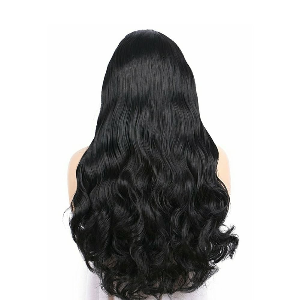 Black Wavy Lace Front Wig - Thumbnail 4