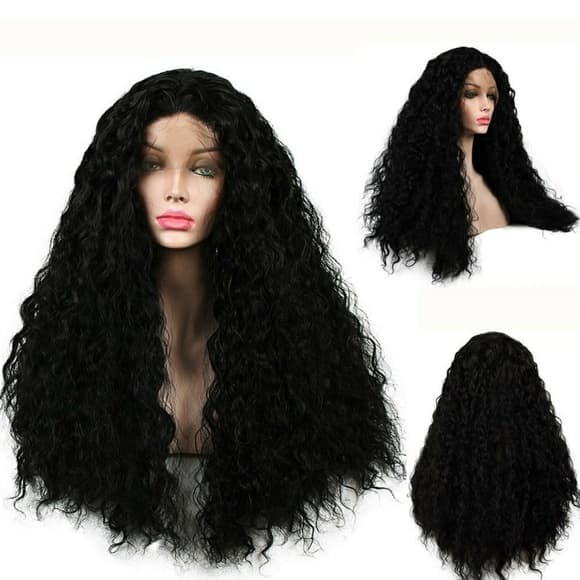 Black Loose Curly Wave Lace Front Wig 20-22 inches - Thumbnail 6