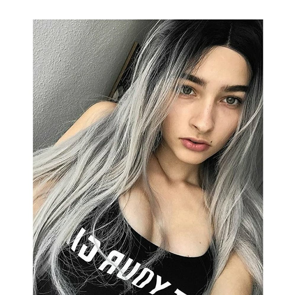 Ombre Black Gray Lace Front Wig 22-26 inches!! - Thumbnail 2