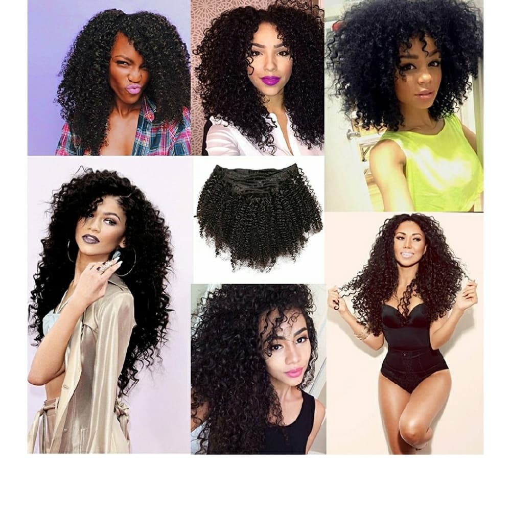 Afro Kinky Curly Clip In Human Hair Extensions Bra - Thumbnail 5