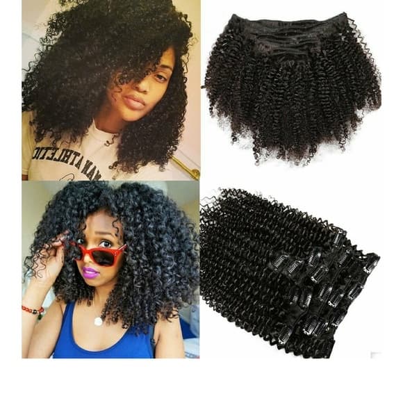 Afro Kinky Curly Clip In Human Hair Extensions Bra - Thumbnail 8
