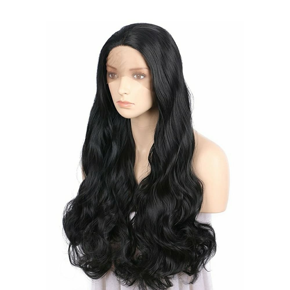 Black Wavy Lace Front Wig - Thumbnail 2