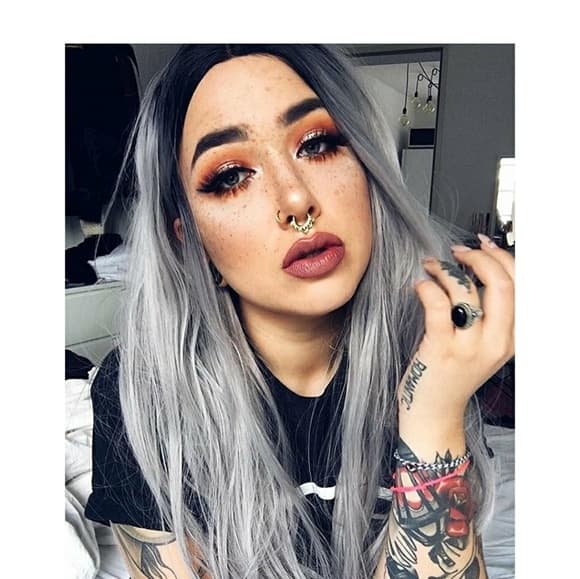 Ombre Black Gray Lace Front Wig 22-26 inches!! - Thumbnail 4