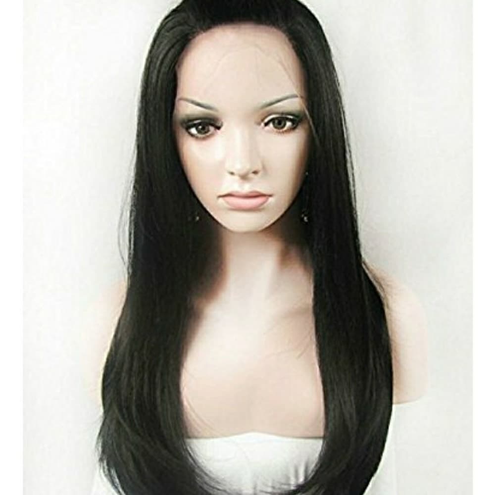 Black Layered Straight Lace Front Wig 20-24 inches - Thumbnail 5