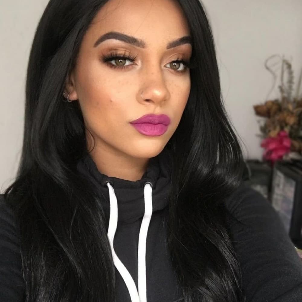 Black Layered Straight Lace Front Wig 20-24 inches - Thumbnail 3