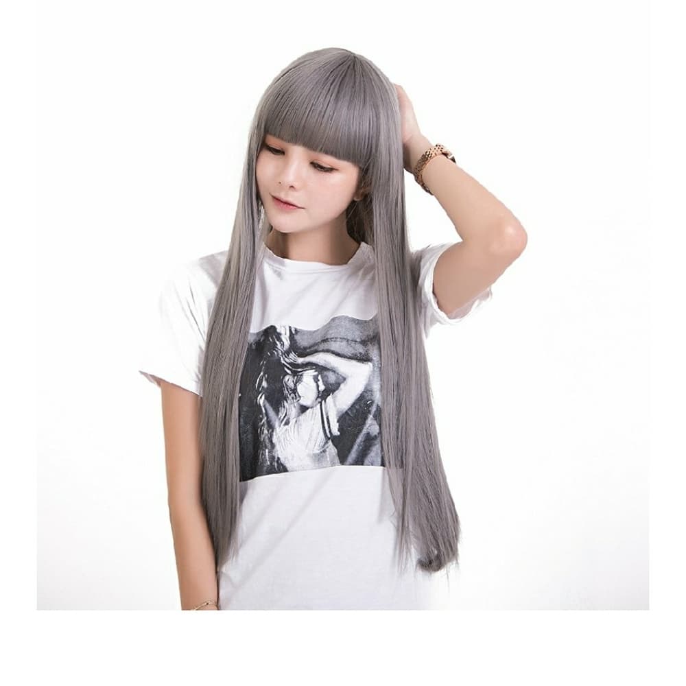 Gray Beauty Wig with bangs - Thumbnail 4
