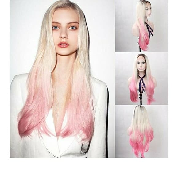 Ombre Pink Blonde Beauty LaceFront Wig Wig 22-26 - Thumbnail 4