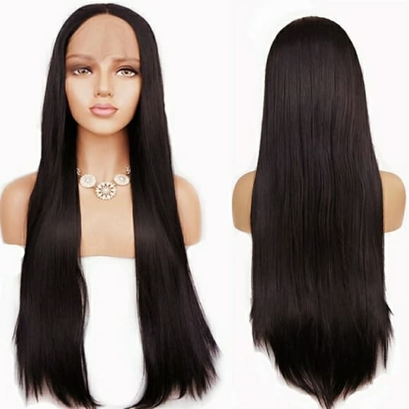 Black Silky Straight Lacefront Wig 24-26 inches!! - Thumbnail 8