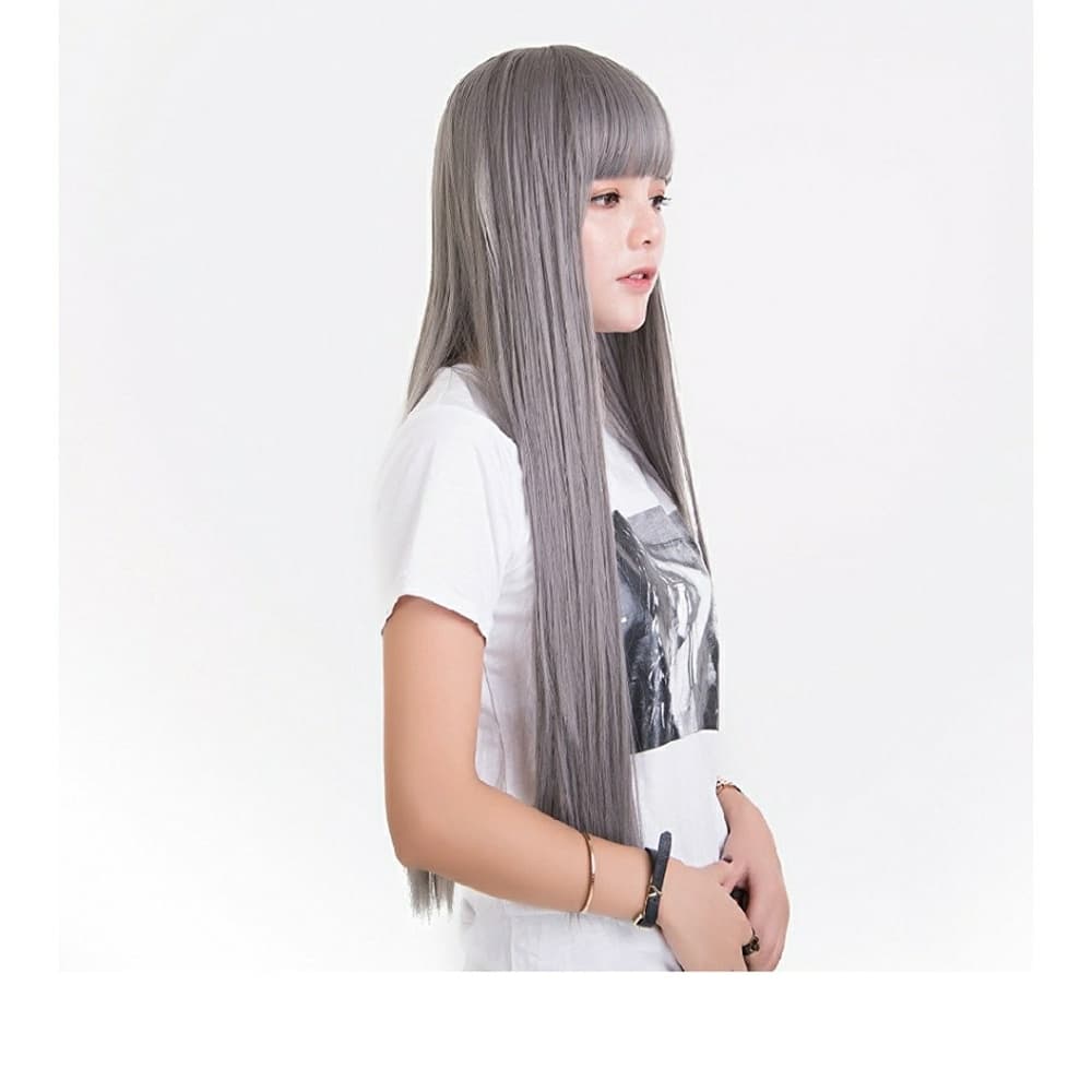 Gray Beauty Wig with bangs - Thumbnail 5