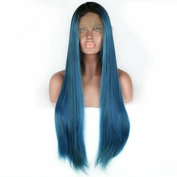 Ombre Blue Lace Front Wig 24-28 inches - Thumbnail 7