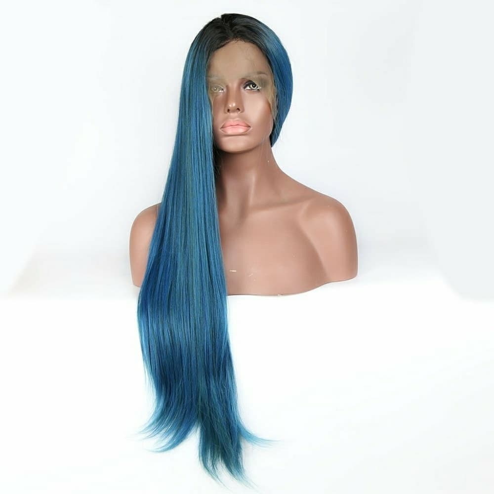 Ombre Blue Lace Front Wig 24-28 inches - Thumbnail 5