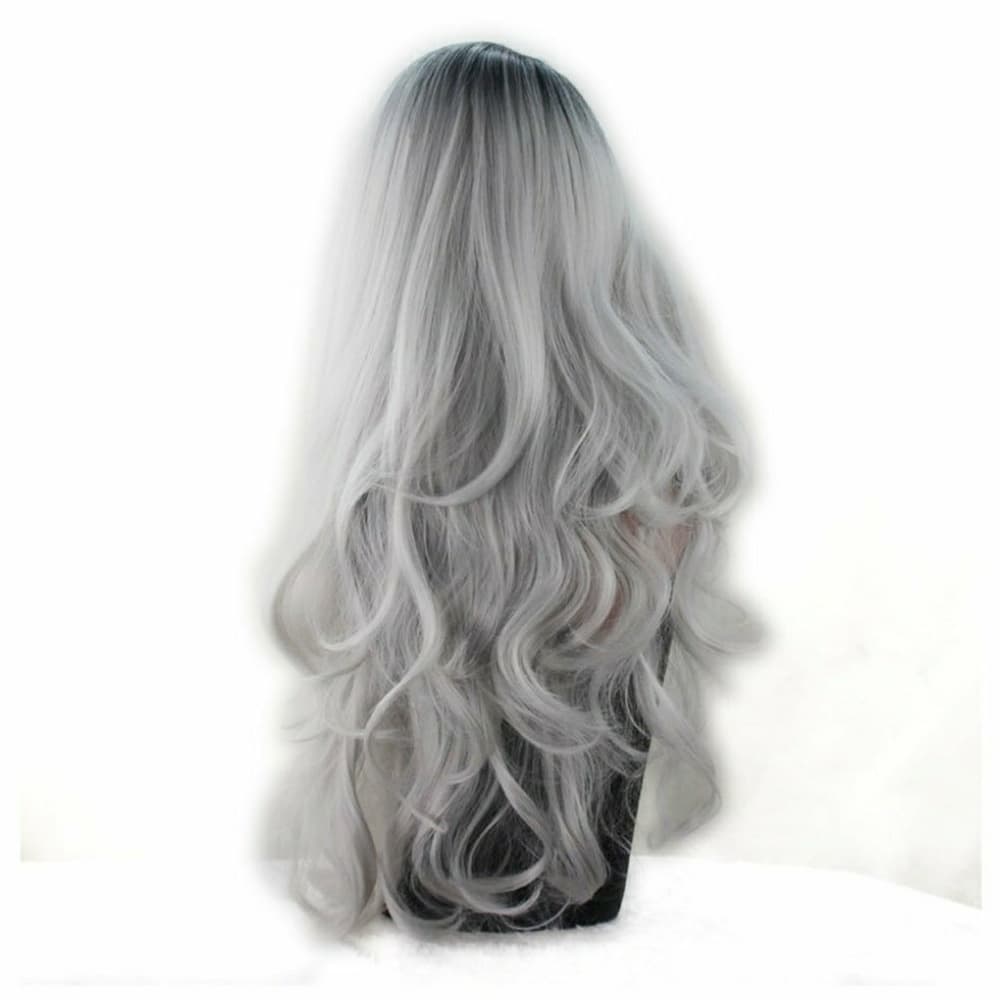 Ombre Black Gray Wavy Wig - Thumbnail 2