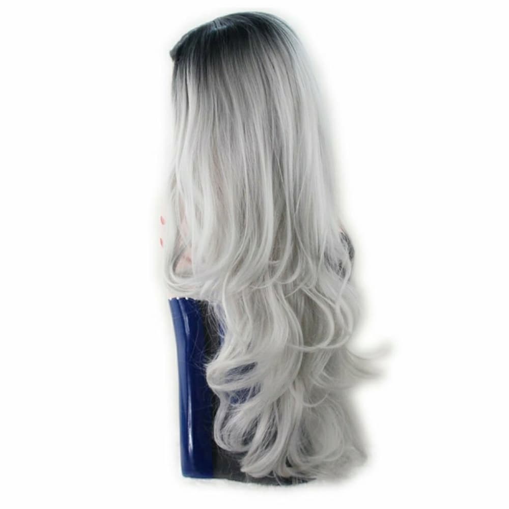 Ombre Black Gray Wavy Wig - Thumbnail 6