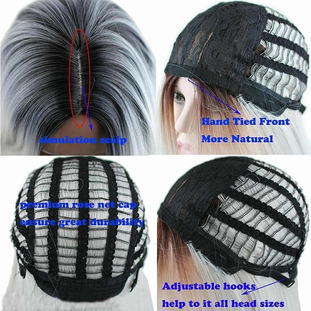 Ombre Black Gray Wavy Wig - Thumbnail 4