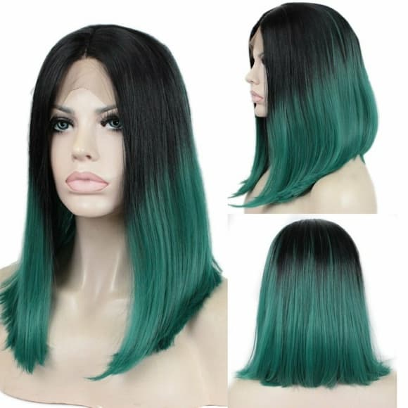 Ombre Green LaceFront Wig - Thumbnail 7