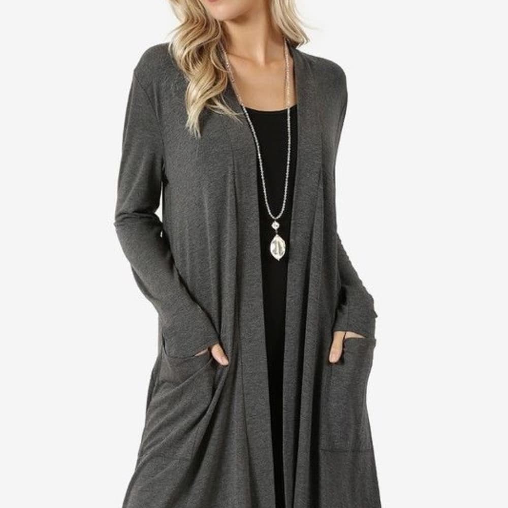 Fly Away Cardigan Sweater Long Sleeve Plus Pockets - Thumbnail 5