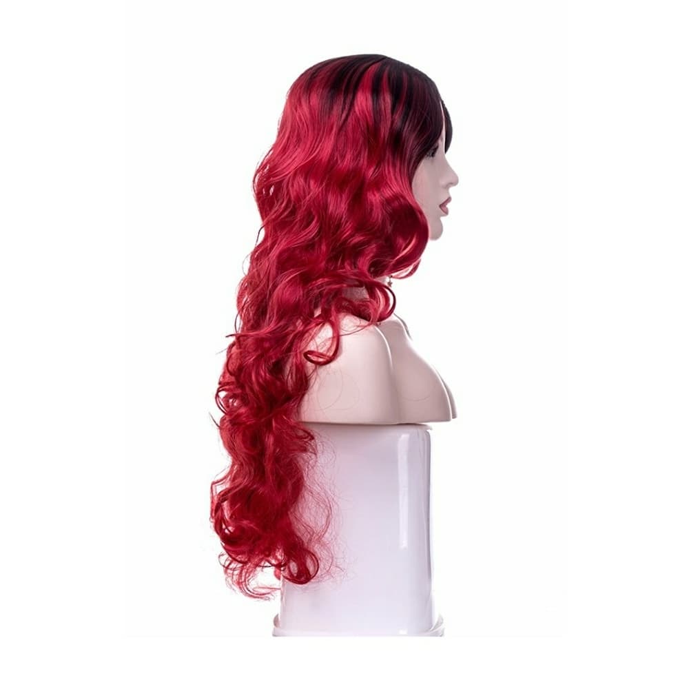 Black Red Ombre Curly Wave Wig - Thumbnail 2