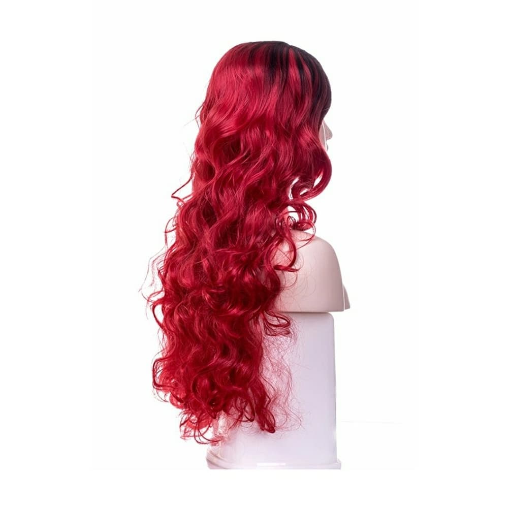 Black Red Ombre Curly Wave Wig - Thumbnail 4