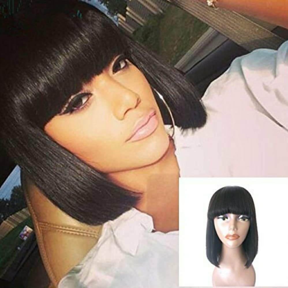 Beautiful Black Human Hair Bob Wig - Thumbnail 5