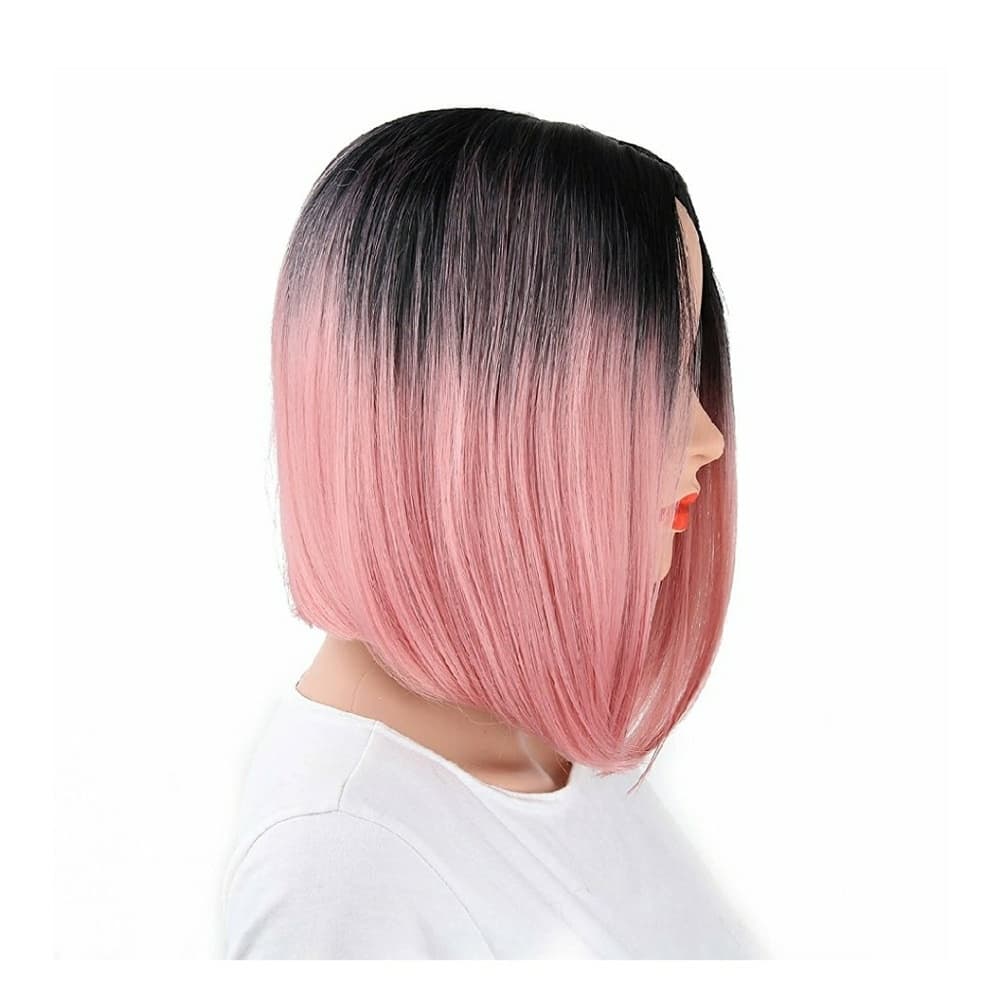 Pink Ombre Bob Beauty Wig - Thumbnail 5