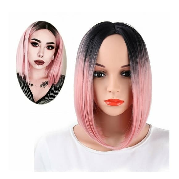 Pink Ombre Bob Beauty Wig - Thumbnail 7