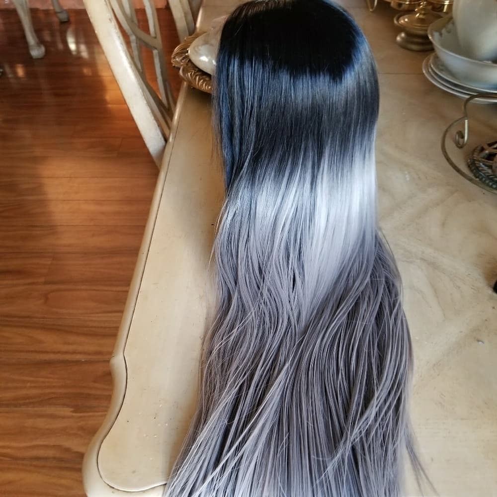 Ombre Black Gray Beauty LaceFront Wig Wig 22-26inc - Thumbnail 6