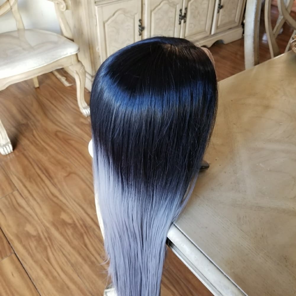 Ombre Black Gray Beauty LaceFront Wig Wig 22-26inc - Thumbnail 2