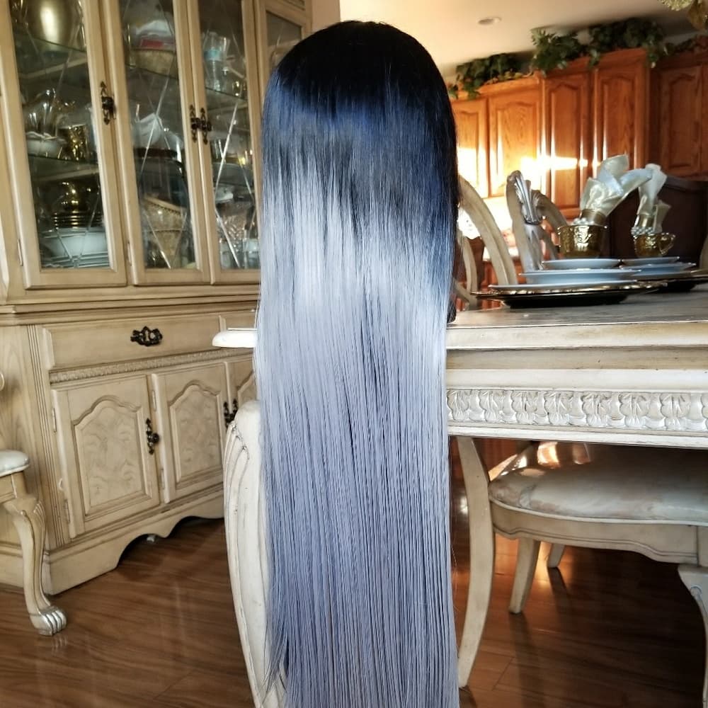 Ombre Black Gray Beauty LaceFront Wig Wig 22-26inc - Thumbnail 5