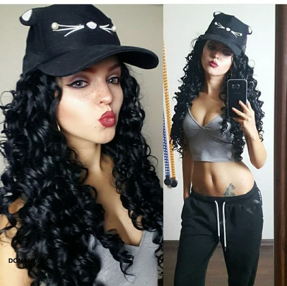 Black Curly Beauty Lacefront Wig Wig 24-26 inches - Thumbnail 5