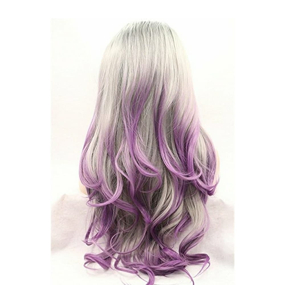 Ombre Black Gray Purple Beauty Lacefront Wig 22-26