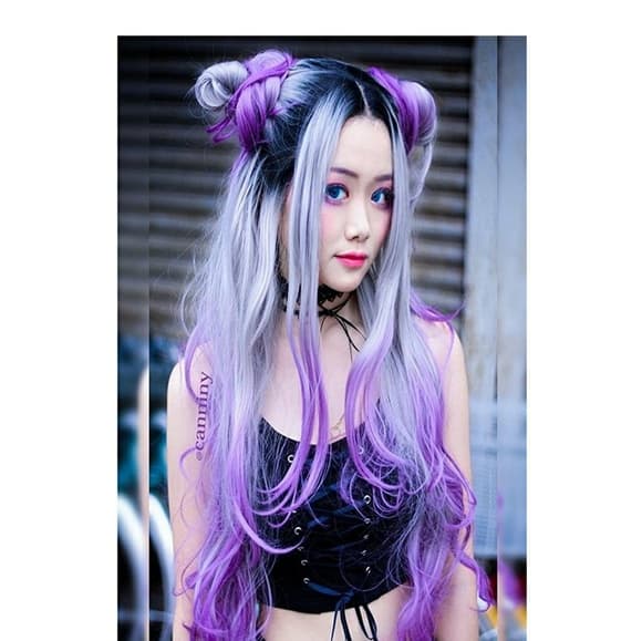 Ombre Black Gray Purple Beauty Lacefront Wig 22-26 - Thumbnail 8