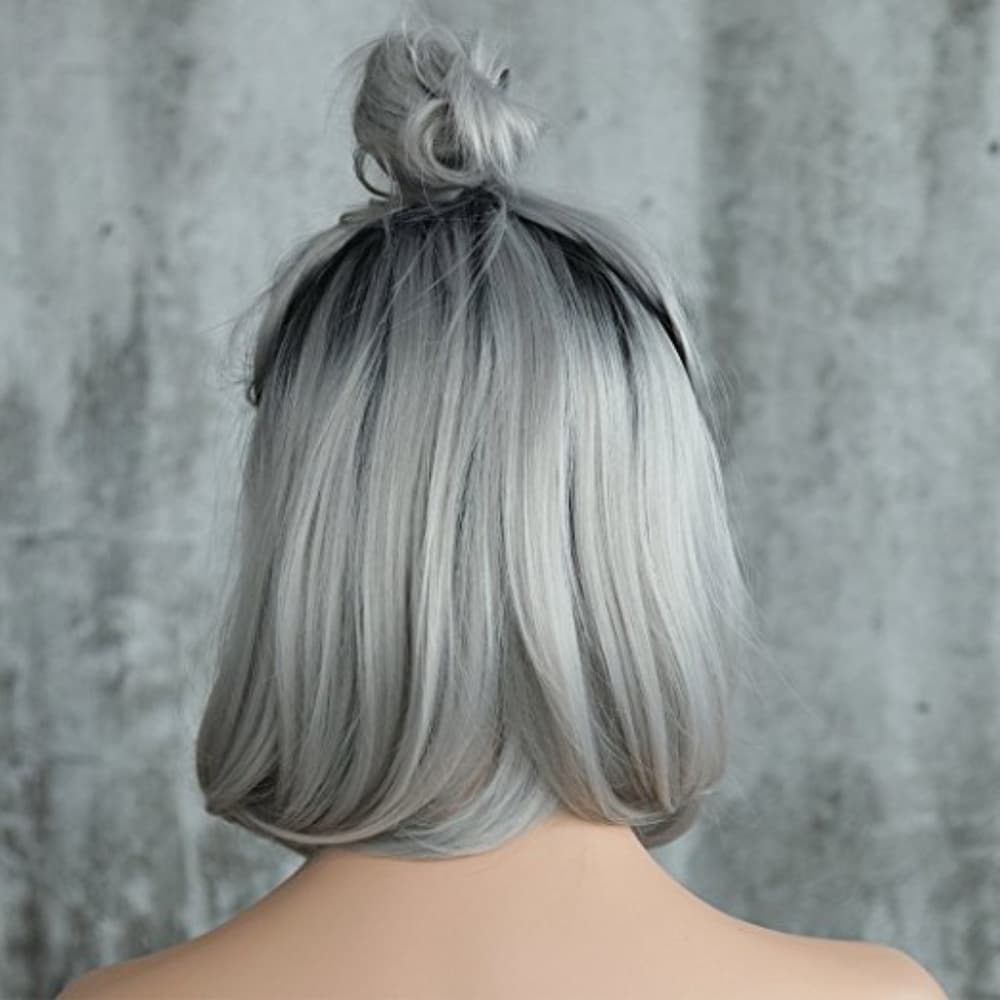 Black Gray Ombre Lace Front Wig - Thumbnail 2