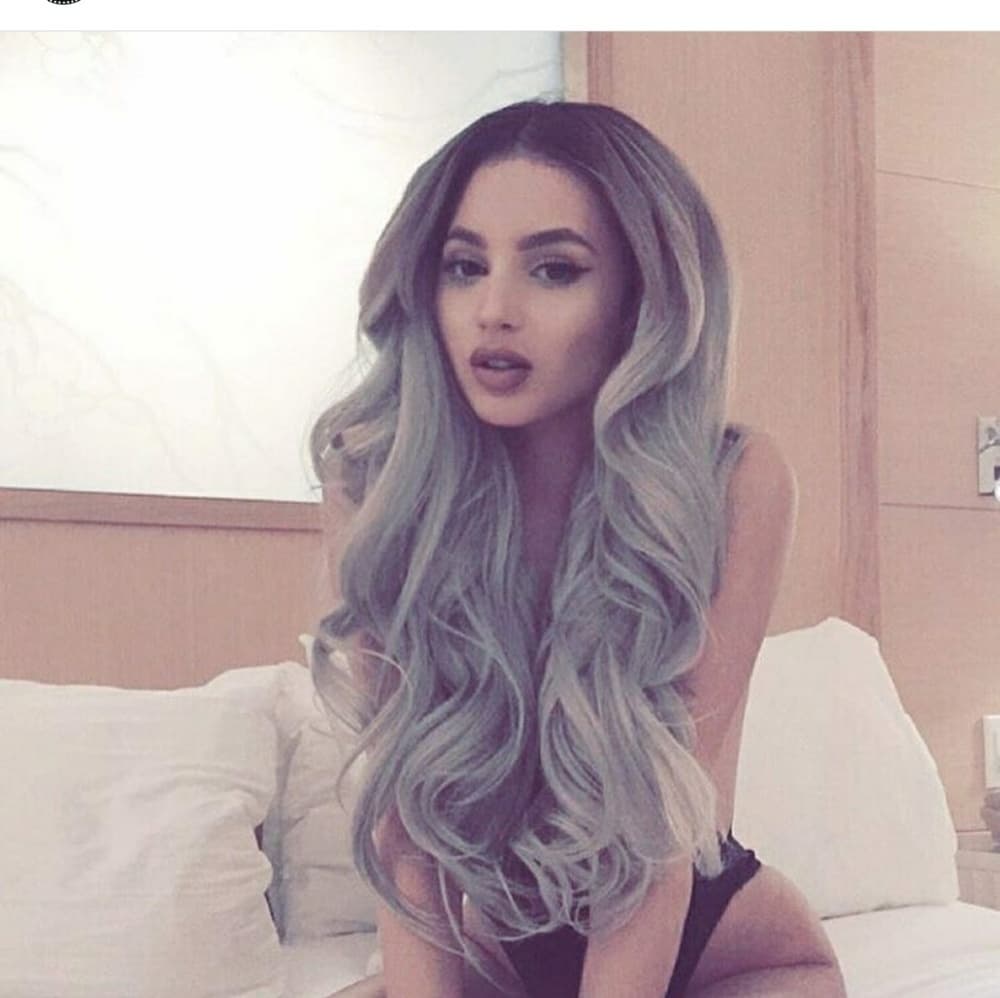 Ombre Black Gray Wavy LaceFront Wig 26 inches!