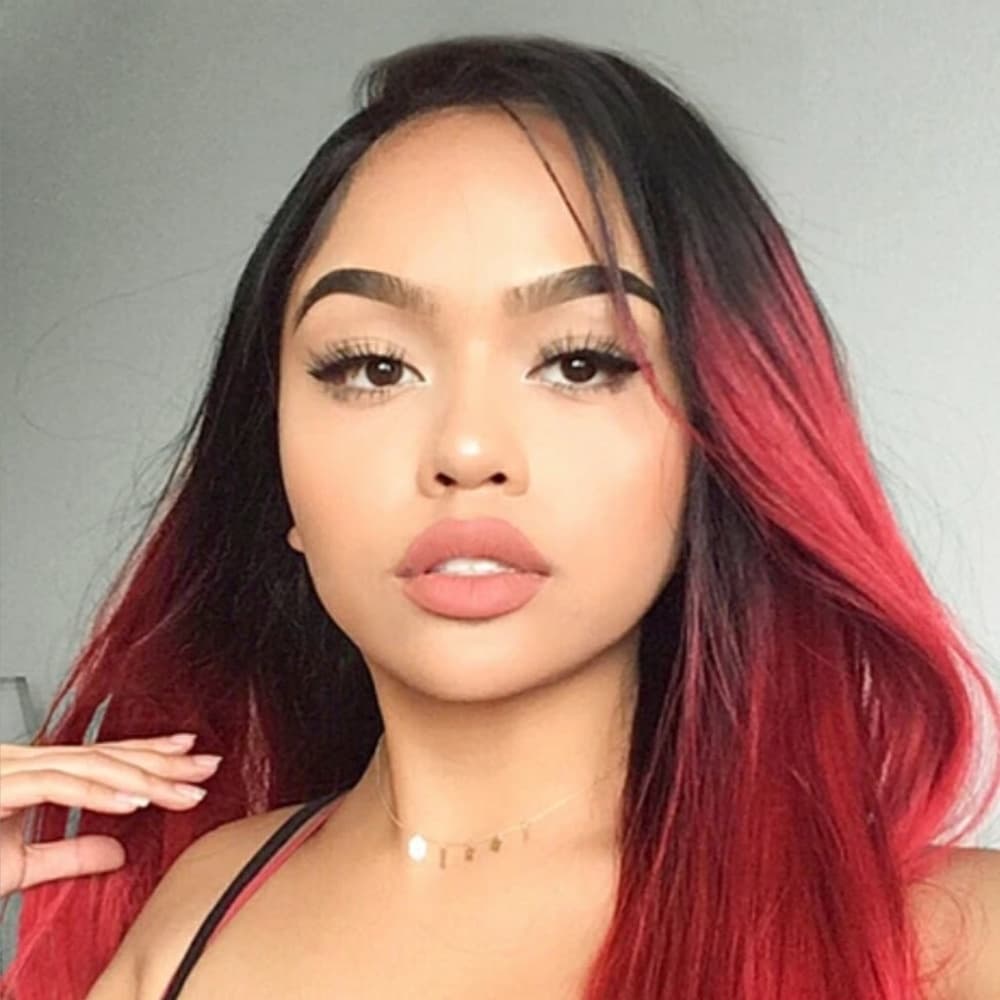 Ombre Black Red Beauty LaceFront Wig Wig 22-26inch - Thumbnail 5