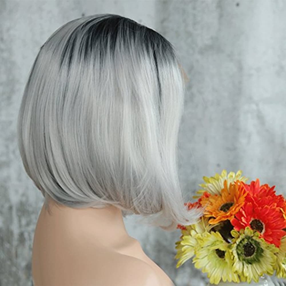 Black Gray Ombre Lace Front Wig - Thumbnail 5