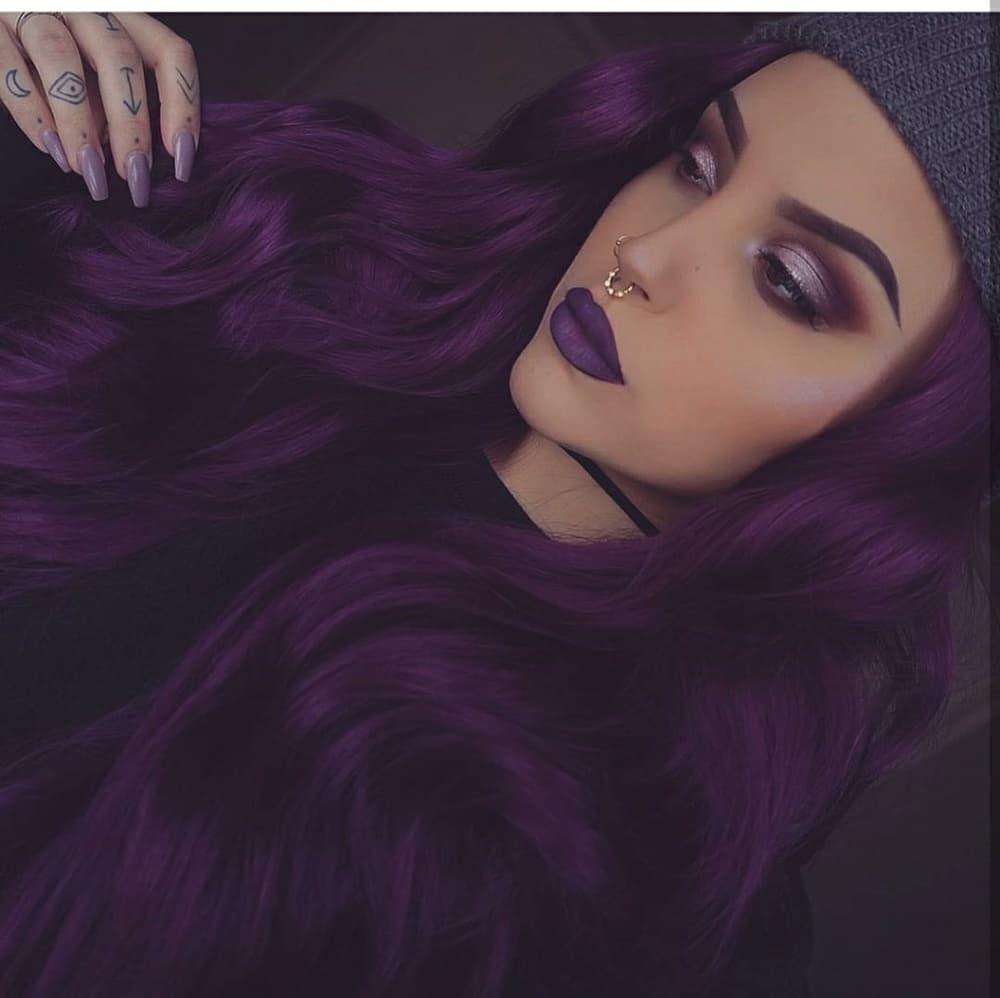 Dark Wavy Purple Beauty Lacefront Wig 22-26inches