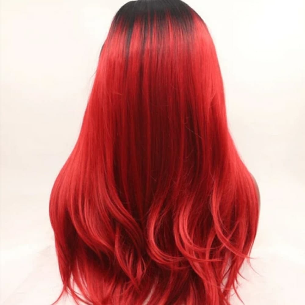 Ombre Black Red Beauty LaceFront Wig Wig 22-26inch