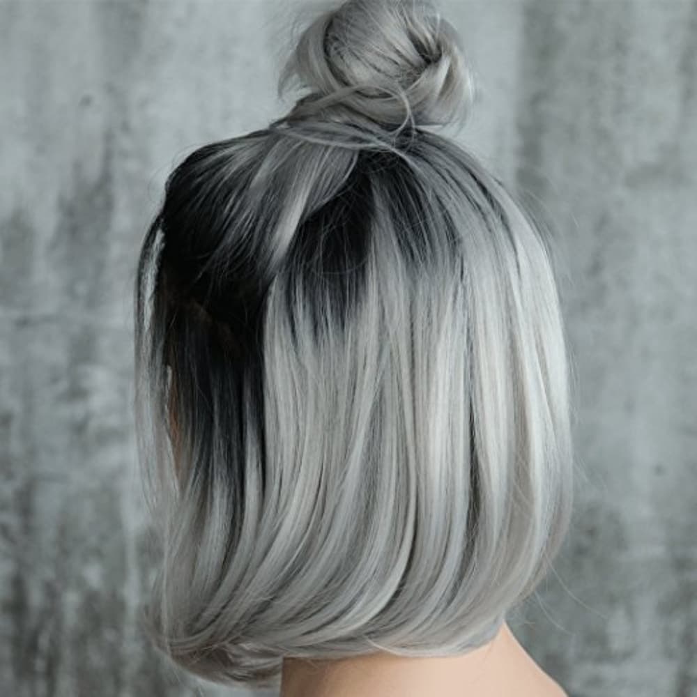 Black Gray Ombre Lace Front Wig - Thumbnail 3