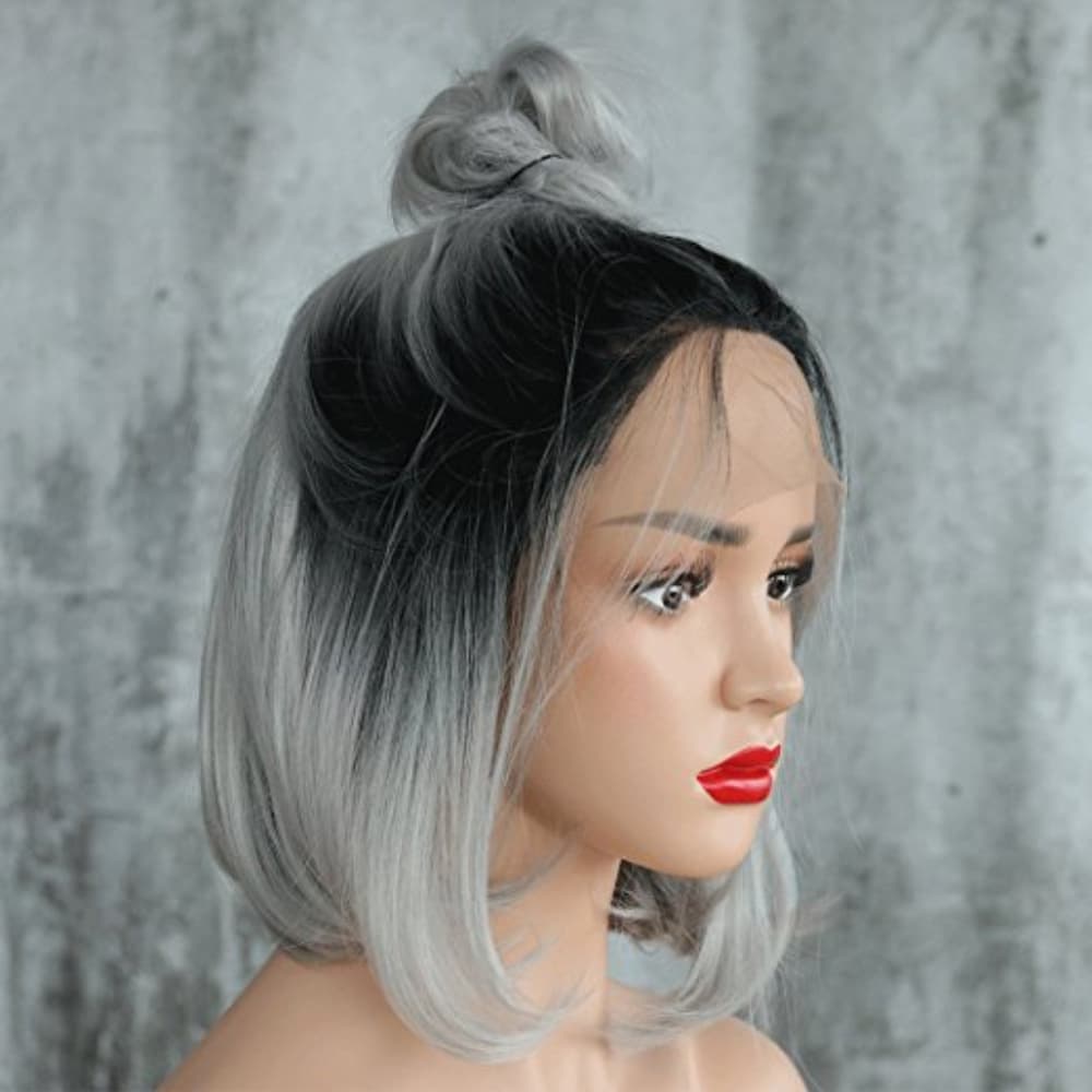 Black Gray Ombre Lace Front Wig