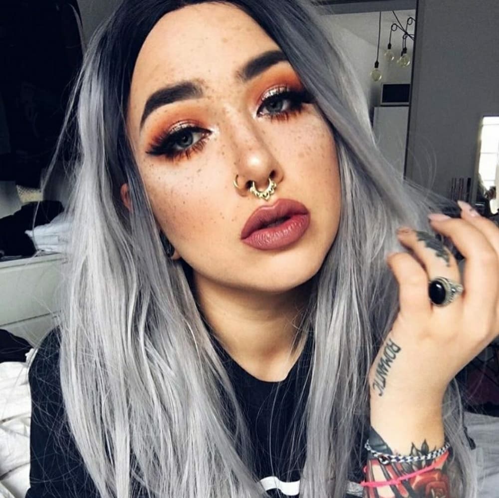 Ombre Black Gray LaceFront Wig 22-24 inches.