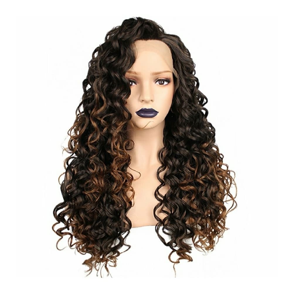Curly Brown Mix Lace Front Wig 22-24inches!! - Thumbnail 4