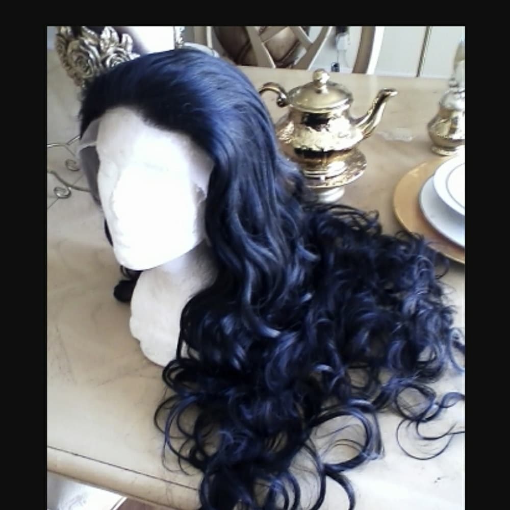 Human Hair Blend Wavy Curly Wig 24-26 inches