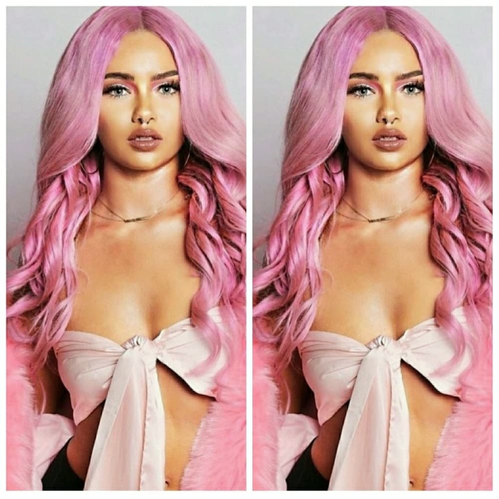 Pink Beauty Virgin Human Hair LaceFront Wig 26 inc - Thumbnail 2