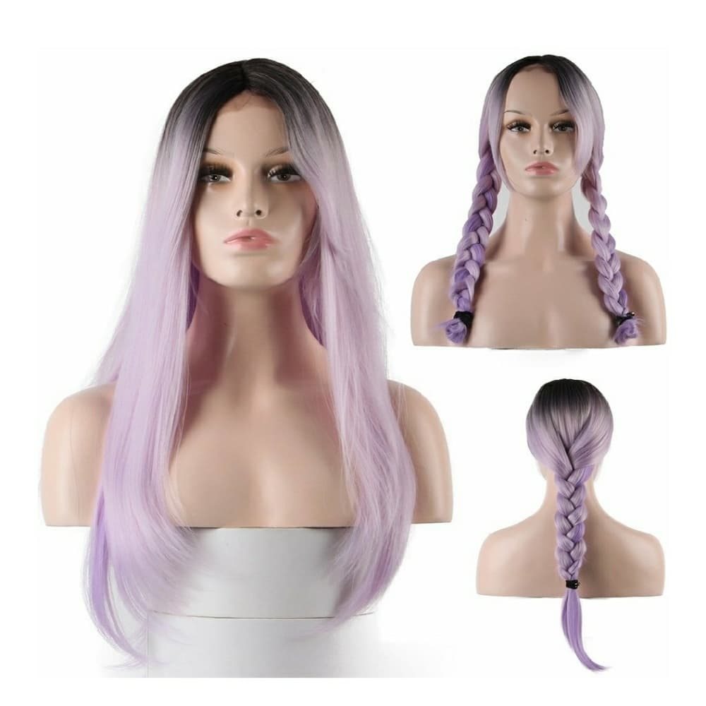 Ombre Black Light Purple Lace Wig 22-24 inches - Thumbnail 7