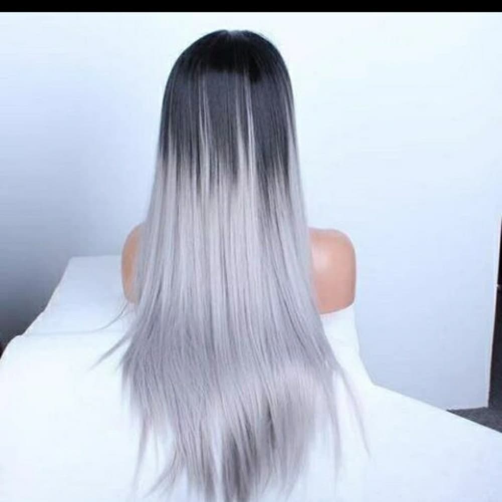 Ombre Black Gray Beauty LaceFront Wig 24-38 inches
