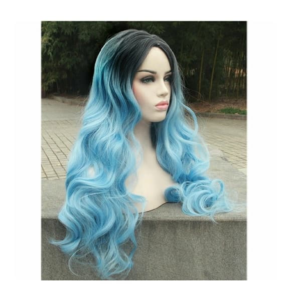 Ombre Black Blue Beauty Wig - Thumbnail 5