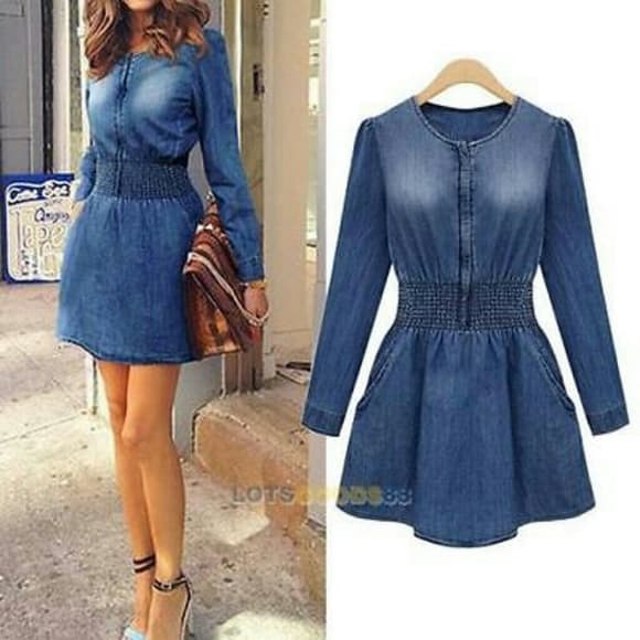 Beautiful Denim Jacket Dress - Thumbnail 4